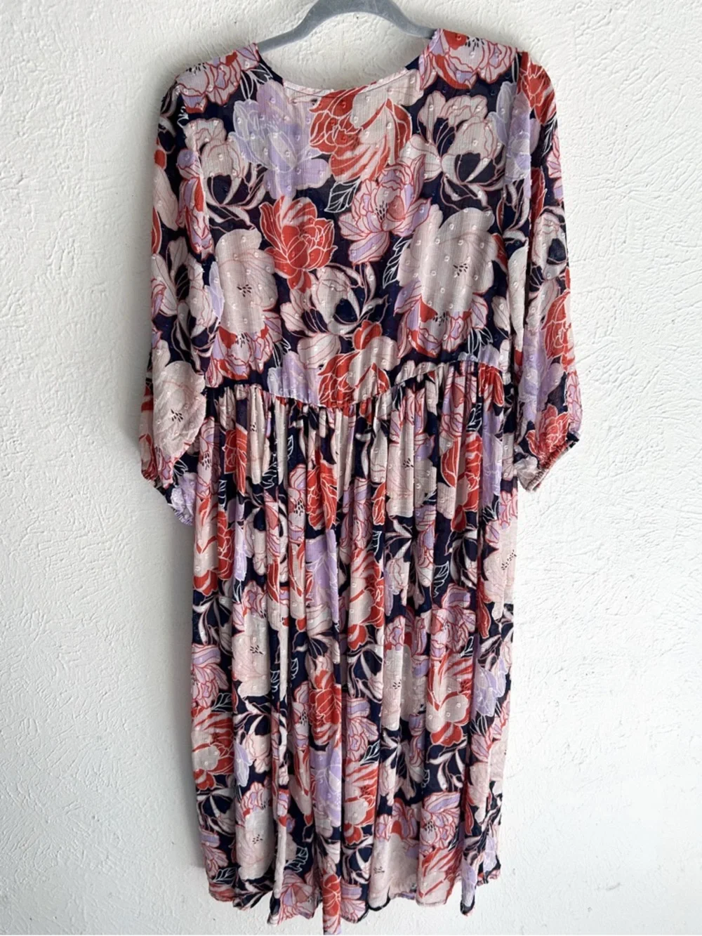 Torrid Floral Babydoll Midi Dress Size 0 Boho Semisheer - Picture 4 of 4